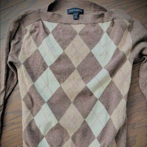 Banana Republic Argyle Boatneck Sweater - Brown/Cream Small